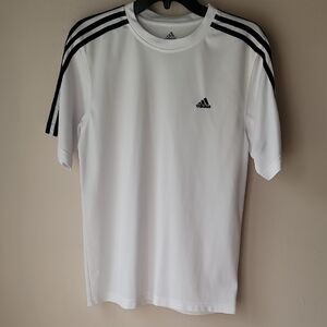 Adidas Men's White and Black Short Sleeve Tee